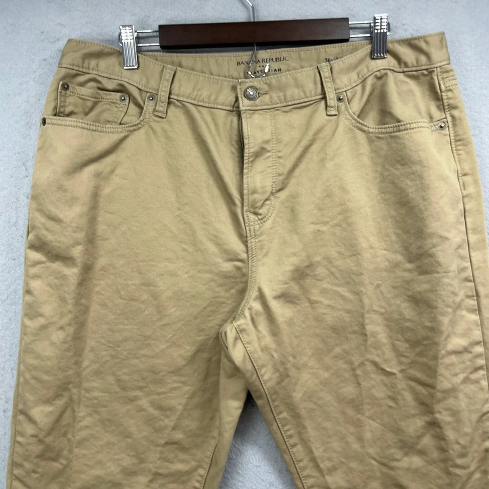 Banana Republic Travel Jean Men 36x32* Khaki Athletic Fit Stretch Tapered Preppy
